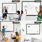 VUSIGN 36'' x 24'' Magnetic White Board for Wall, Dry Erase Board with Black Aluminium Frame, Hanging Whiteboard for Office, Home, Meeting - Accessories Included