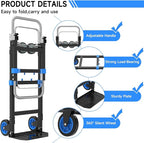 3-in-1 Heavy Duty Folding Hand Truck, 500LB Capacity Convertible Steel Dolly Cart with 360° Swivel Wheels & Telescopic Handle, Foldable Utility Wagon for Moving, Warehouse and Shopping