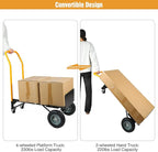 RedSwing 2 in 1 Convertible Hand Truck, Portable Utility Dolly Cart with Telescoping Handle 4 Wheels, Heavy Duty Folding Platform Cart for Industrial, Warehouse, Home, Office, Luggage,330 Lbs Capacity