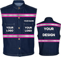 YOWESHOP Men's Reflective Safety Denim Vest，Custom Safety Outdoor Denim Work Vest with Hi-Vis Stripes for Night Commute