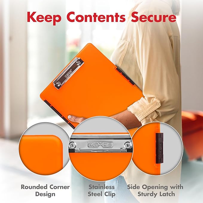 Dexas Slimcase 2 Plastic Clipboard with Storage and Side Opening