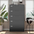 File Cabinet 5 Drawer, Lateral Filing Cabinet with Lock, Metal File Cabinets for Home Office, Office Cabinet for Hanging Files Letter/Legal/F4/A4, Assembly Required, Black