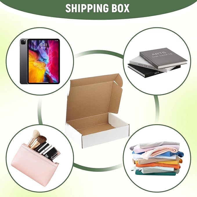 12"x9"x3" Shipping Boxes Set of 1, White Corrugated Cardboard Box Literature Mailer
