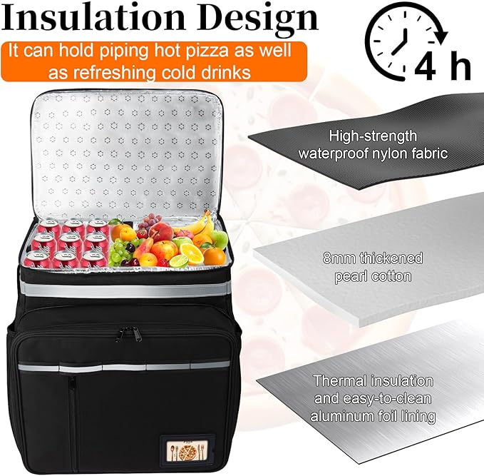 Expandable Food Delivery Backpack with Insulation