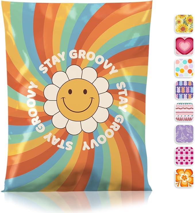 Metronic Poly Mailers 14.5x19 Inch 50pcs Shipping Bags for Clothes,Self Adhesive Shipping Envelopes for Small Business,Waterproof Mailers Poly Bags for Shipping,Packaging Mailing Bags Rainbow Smile