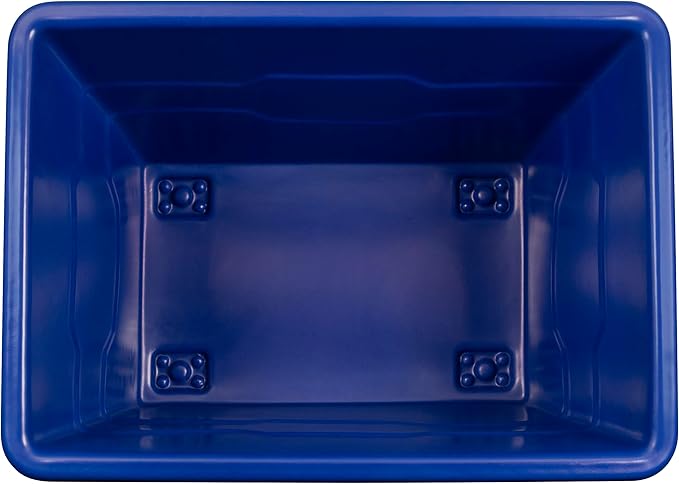 Commercial 16 Bushel Utility Cart with Steel Base, Poly Box Basket Truck, Laundry Cart, and Rolling Trash Bin, 47-Inch x 34.75-Inch x 35.5-Inch, 1000 Pound Weight Capacity, Blue