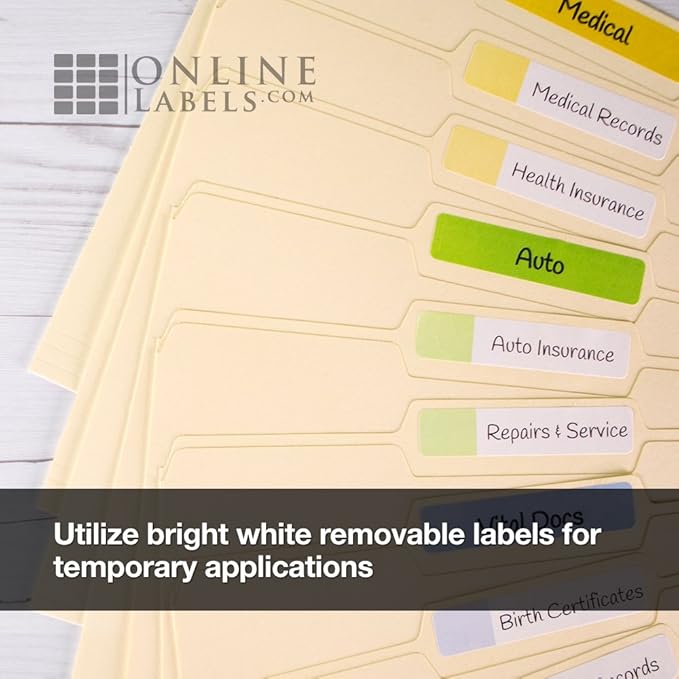 Removable Sticker Paper, White Matte, 10 Sheets, 8.5 x 11 Full Sheet Label, Inkjet or Laser Printer, Online Labels