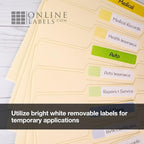 Removable Sticker Paper, White Matte, 10 Sheets, 8.5 x 11 Full Sheet Label, Inkjet or Laser Printer, Online Labels