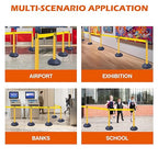 6 Pack Yellow Crowd Control Stanchions with 10FT Retractable Belts, Water Filled Base Posts, Barrier System for Lines, Events, and Public Spaces