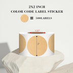 2 Inch Kraft Paper Circle Stickers 500 Pcs,Permanent Color Coding Dots for Office,Home Organization, File Classification,Multipurpose Labels