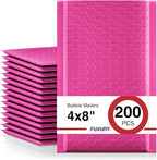 Fuxury Pink Bubble Mailers 4x8" 200 Pack Usable Size 4x7" Waterproof Padded Envelopes Self Seal Bubble Envelopes Padded Mailers for Small Business Envelope Mailers
