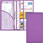 Cacturism Car Registration and Insurance Card Holder, Vehicle Glove Box Car Organizer Women Car Accessories with Magnetic Shut for Cards, Essential Document, Driver License, Purple
