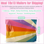 10x13 Poly Mailers – Retro Rainbow – Waterproof, Tear-Resistant Shipping Bags with Adhesive Seal – 50 Pack – Package Mint