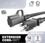 HUANCHAIN Indoor Outdoor Black Extension Cord 60 ft Waterproof, 16/3 Gauge Flexible Cold-Resistant Appliance Extension Cable Outside, 10A 1250W 16AWG SJTW, 3 Prong Electric Cord, ETL