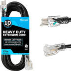 12 Gauge Heavy Duty Extension Cord 10 Ft, SJTOW Oil Resistant & Flame Retardant Black Extension Cord with 3 Prong 10 Foot, 12/3 Black Outdoor Electrical Cable Great for Farm, Ranch & Workshop