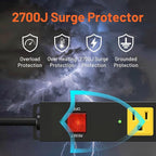 Heavy Duty 6 Outlet Metal Long Power Strip, 2700J Surge Protector with 15A Circuit Breaker, 6FT Extension Cord, Wall Mount for Garage, Workshop & Industrial Use, Wide Spaced (2 Pack 6ft)
