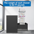 2 Drawer Lateral File Cabinet Metal Filing Cabinet with Lock Office Home Steel Lateral File Cabinet for A4 Legal/Letter Size Lockable Wide Metal Cabinet,Assembly Required(2 Drawer, Black)