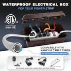 Flemoon Medium Outdoor Electrical Box (11.5x5.2x4 inch), IP54 Waterproof Extension Cord Cover w/6 Cable Entry Ports, Weatherproof Connection Box for Power Strip, Timer, Plug, Holiday Lights, Brown