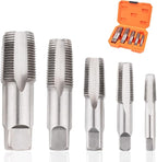 5-Piece NPT Pipe Tap Set, NPT Tap and Die Set with 1/8", 1/4", 3/8", 1/2" and 3/4" Sizes – Carbon Steel Hand Threading Tool for Plumbing, Mechanics, DIY Tasks, Delivers Clean Accurate Threads