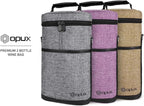 opux 2 Bottle Wine Carrier Tote, Insulated Leakproof Wine Cooler Bag, Wine Travel Bag for Picnic BYOB Beach, Portable Wine Bottle Carrying Case, Gift for Wine Lover Women Men Christmas, Heather Grey
