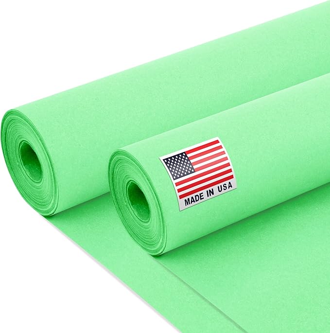 24" x 1200" (100 ft) Light Green Kraft Paper Roll (Value Pack of 2), 45 lbs Thickness, Made in USA Colored Craft Paper for School, Bulletin Board - Odorless, Non-Toxic, Safe for Kids