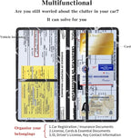 2Pack Leather Car Registration and Insurance Card Holder, Car Document Holder for Cards License with Magnetic Shut (Marble Black)