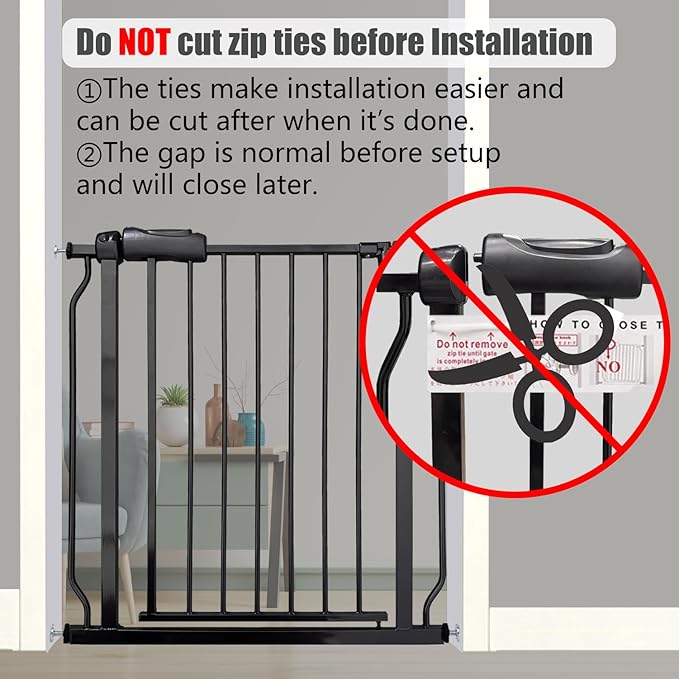 Extra Wide Baby Gate, 52.7-57.5 Inch, Large Walk Through, Black Metal, Pressure Mounted, Long Safety Dog Gate for House Doorways & Stairs