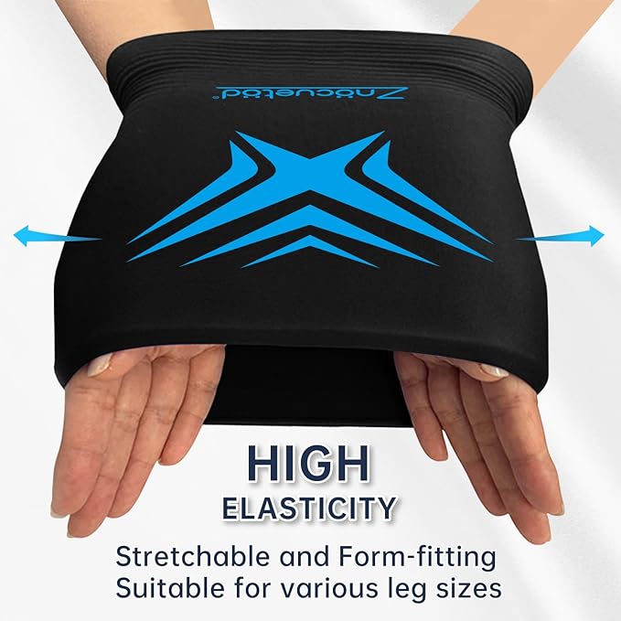 Knee Ice Pack Wrap Extended Ice Packs for Injuries Reusable Leg Freeze Compression Sleeves, Gel Cooling Knees Brace Cold Hot Packs Therapy Flexible for Pain Relief, Surgery Recovery, Meniscus