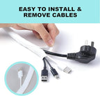 AGPTEK Cable Sleeve Cover, 6.6ft - 1.35 inch Dog Cat Cord Protector Management, Protect Cables from Pets Chewing, for Home Desk Automotive Wire Loom Tubing Cord Protection Self-Wrapping, White