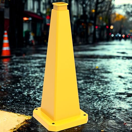 BESEA 3 Pack 28" Bright Yellow Traffic Safety Cones with Weighted Base, High-Visibility Parking Cones for Driveways, Business Parking Lots, Garages, Indoor/Outdoor Use