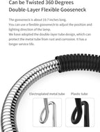 Work Desk Light, Machine Work Light, LED Flexible Gooseneck Light 700 Lumens IP66 Water and Dust Resistant 110-240 Volt Universal Fixed Base Work Light for Machine Tool and Lathe Industrial Lighting