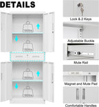 Metal Storage Cabinet, 71" H x 28" W x 16" D Locking Storage Cabinet with Adjustable Shelves and One Drawer for Office, Garage, Home, School, Utility(White)