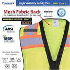 ProtectX 6 Pockets High Visibility Safety Vest for Men Women Class 2 Reflective Hi Vis Work Construction Vest