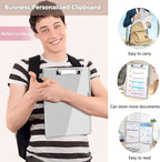 Clipboard with Storage,Heavy Duty Clip Boards 8.5x11 with 2 Storage Case,Clear Visible Top Panel Storage Clipboards,Side Opening Clip Boards,Nursing Clipboard Folder Case for Office Supplies-Lvory