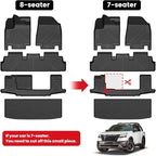 LASFIT Floor Mats & Cargo Mat for Nissan Pathfinder 2025 2024 2023 2022 Fit 7/8-Seater, All Weather TPE Custom Fit Durable Floor Liners for Pathfinder SV/SL/Platinum Car Mats & Trunk Mats, Black