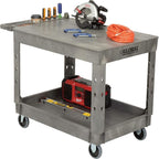 Global Industrial Plastic 2 Flat Shelf Service & Utility Cart, 44" x 25-1/2", 5" Rubber Caster
