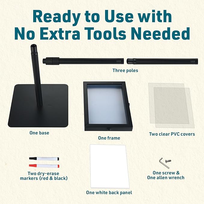 2 PACK Double-Sided Adjustable Heavy Duty Pedestal Sign Holder Stand for Display - Indoor/Outdoor Floor Sign Stand with Base 8.5x11 inches (Horizontal and Vertical Orientation) - includes dry erase marker