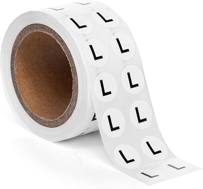 1000pcs Letter L Stickers, 0.5" Letter Sticker Dot Labels for Organization, Inventory, 1000/roll