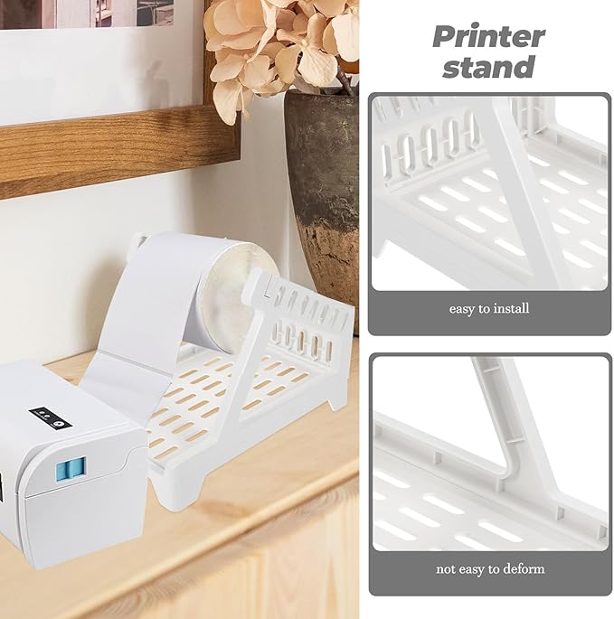 Plastic Shipping Label Rack Holder for Compatible with Thermal Barcode Printer Desktop Convenient Easy Assembly Shipping Label Stand for Office and Business Use
