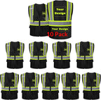 Safety Vest Customize Logo with 5 Pockets & Zipper Reflective High Visibility Vest Class 2 Outdoor Workwear