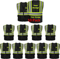 Safety Vest Customize Logo with 5 Pockets & Zipper Reflective High Visibility Vest Class 2 Outdoor Workwear