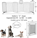 Dog Fence Indoor - 6-Panel Freestanding Dog Gate for Doorways, Hallways, House or Stairs -120x32-Inch Retractable Foldable Expandable Wood Pet by SFJC (White)