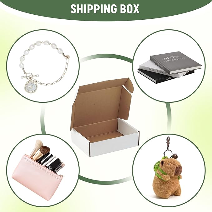 7"x5"x2" Shipping Boxes Set of 3, White Corrugated Cardboard Box Literature Mailer