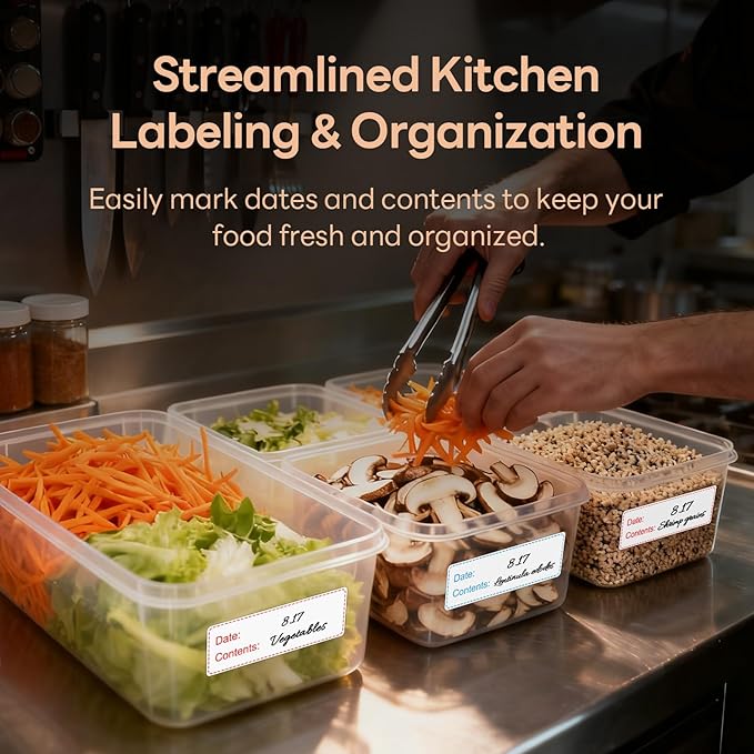 1" x 3" Freezer Labels, 350 PCS Removable Food Storage Stickers, 2 Color Waterproof & Oil-Resistant Write-On Freezer Labels for Kitchen, Refrigerator, Meal Prep, and Containers, TRSTGIX