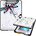 A4 Clipboards,Heavy Duty Waterproof Nursing Plastic Folder Clipboard with Storage Clip Boards,File Folder Storage Box Clipboard Case for Teacher,Doctor,Offices,Dragonfly with Lotus Flower