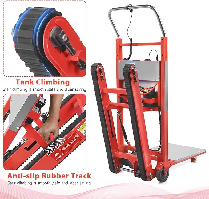 Electric Stair Climbing Hand Trucks Dolly Cart, 900lb Capacity Heavy Duty Stair Climber with Ropes, Carry Heavy Objects Up and Down Stairs Effortless for Furniture Logistics Warehouse