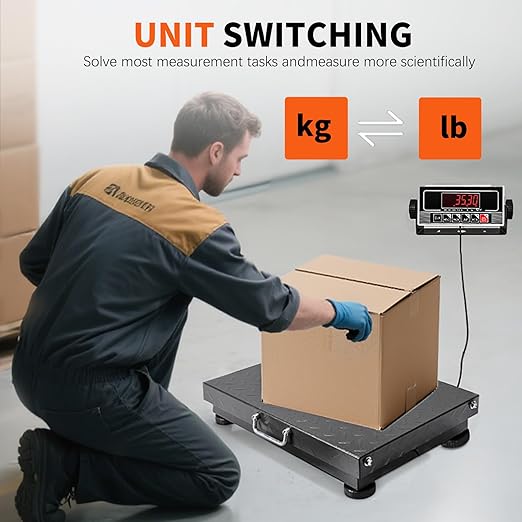 MEIYA Heavy Duty Shipping Scale, 660 lb Industrial Platform Scale for Packages, 0.1 lb Accuracy Postal Scale for Small Business & Warehouse with LB/KG, Counting, Tare & LCD, Lithium Battery & Adapter