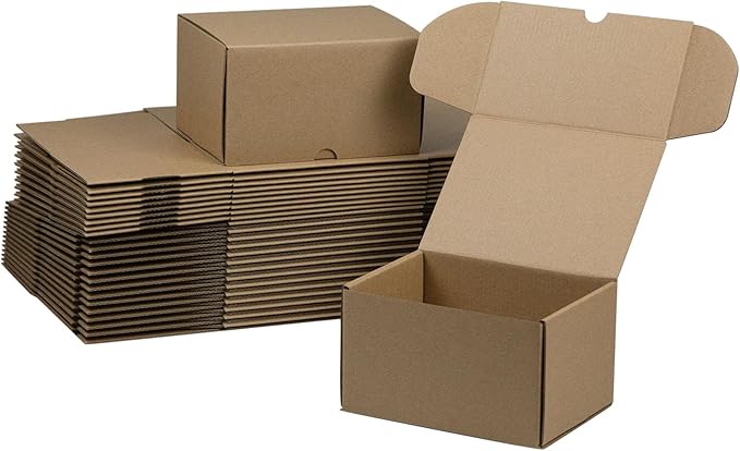7x5x4 Inches Shipping Boxes Set of 25, Brown Corrugated Cardboard Box Literature Mailer for Packing Small Business