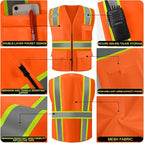 BeautyWill 10/20 Pack Custom Logo Safety Vest,Bulk High Visibility Class 2 Reflective Work Vests