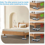 Furniture Dolly with Dual Groove Design: Furniture Sliders with 6 Wheels - for Various Types of Furniture Legs - Moving Heavy Duty Sofa Bed - Load Capacity Up to 800lb